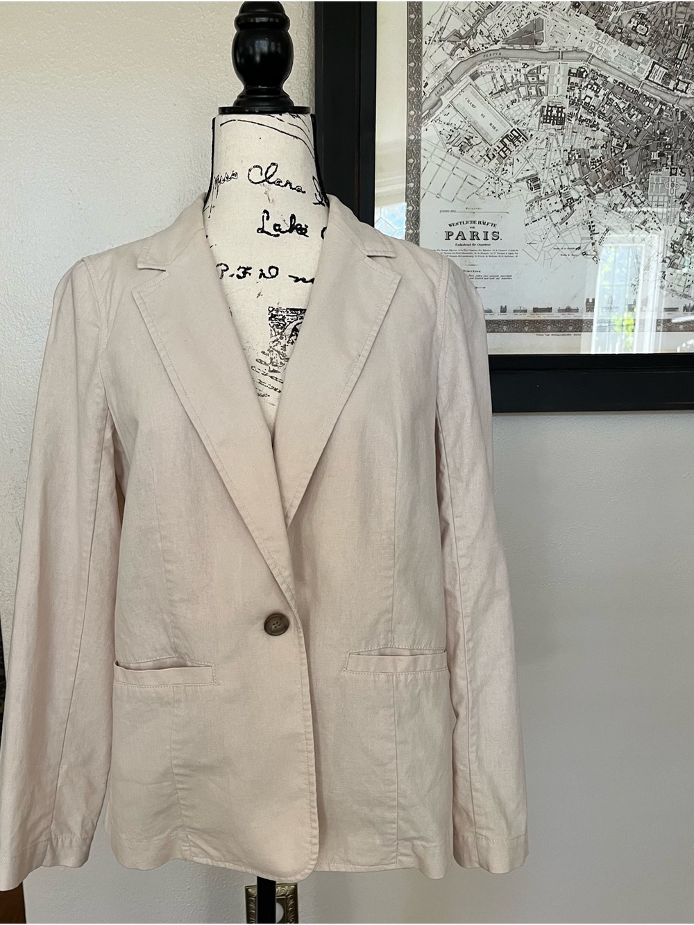 J. Crew Light Cream Linen x Cotton Boyfriend Blazer